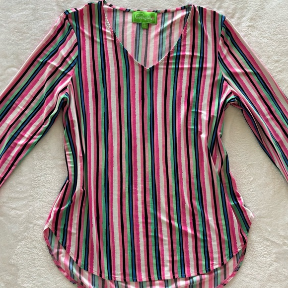 Pappagallo Striped V-Neck Tunic Top--EUC--Sz M - Picture 10 of 16